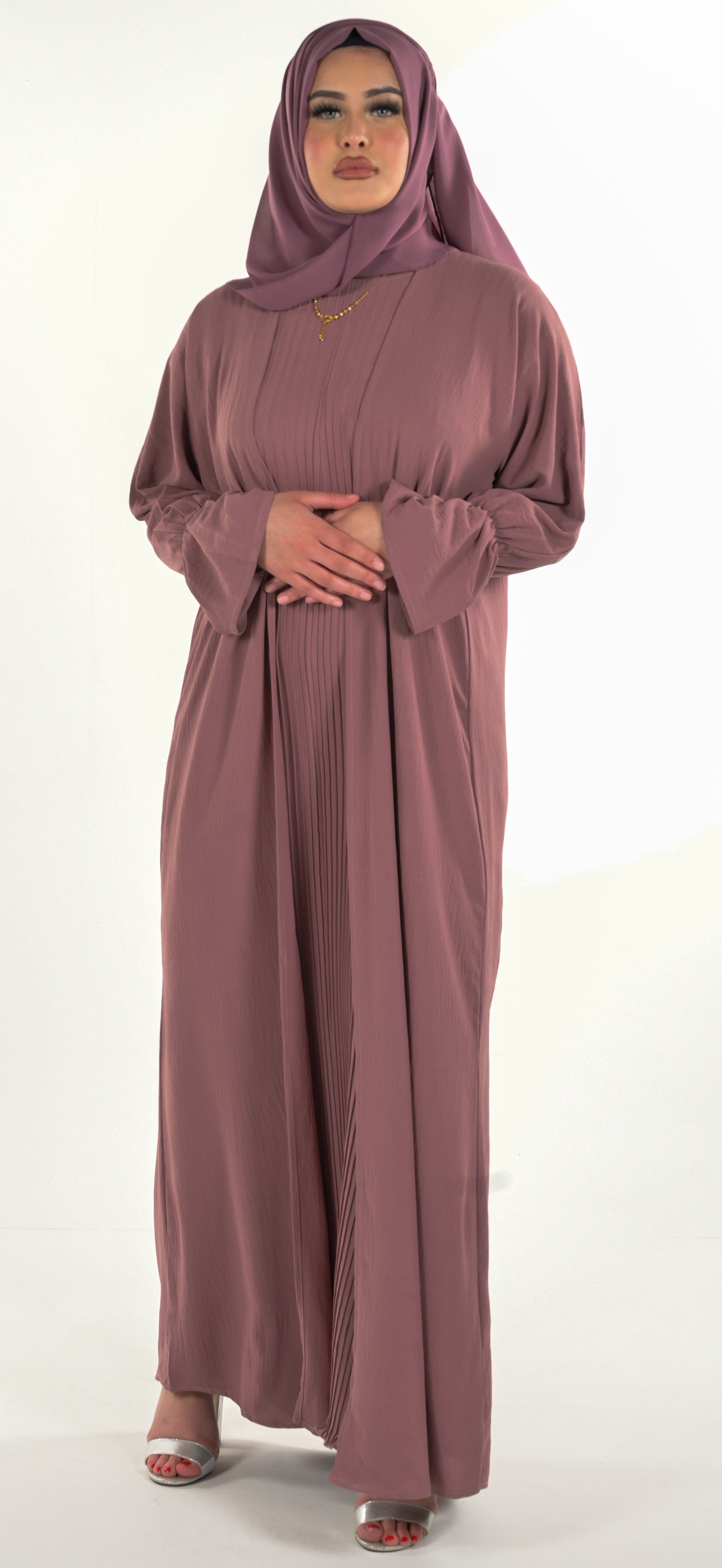 Dusty Pink Abaya 3 Piece Set modest wear
