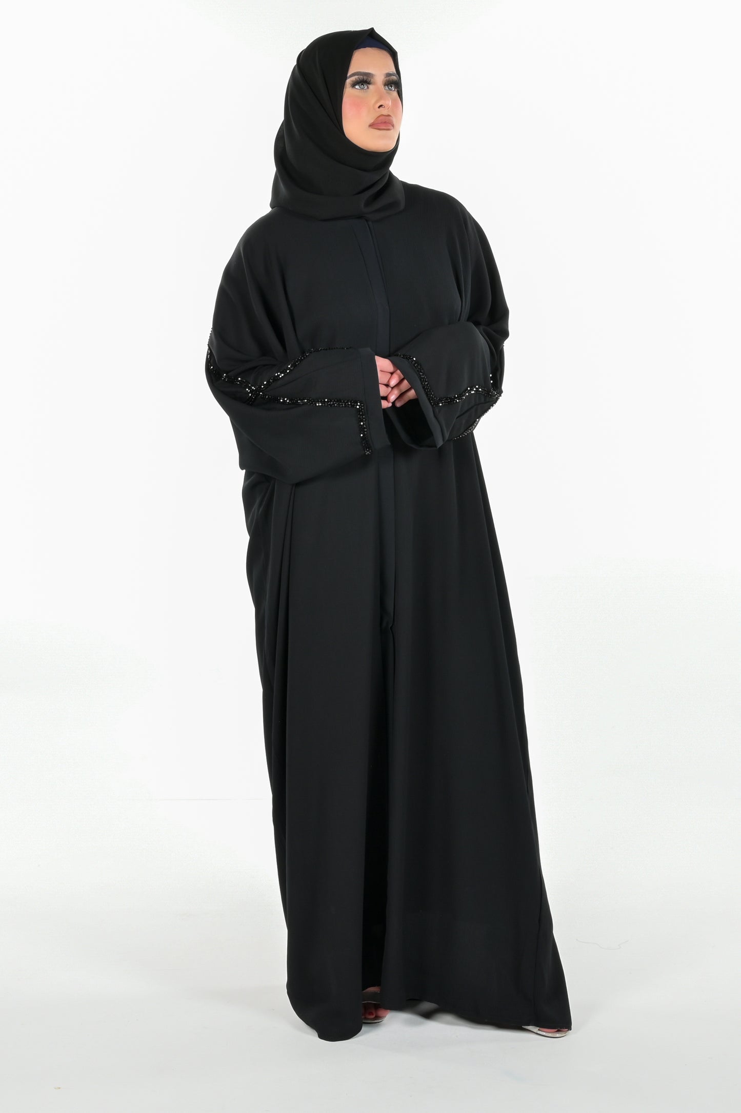 Black Batwing Abaya 3 Piece Set modest wear