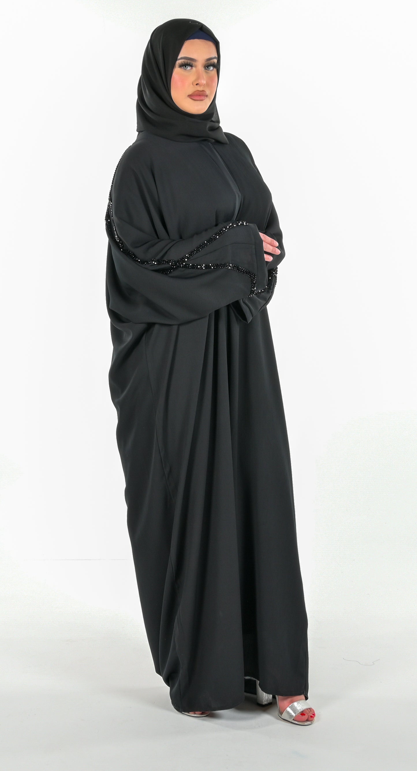 Black Batwing Abaya 3 Piece Set modest wear