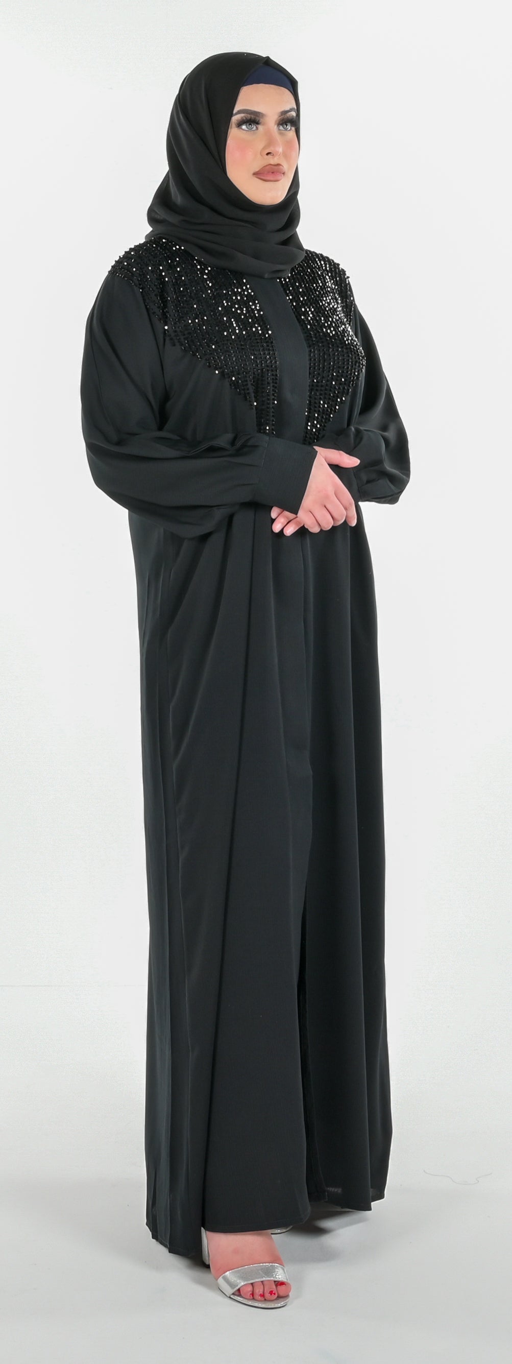 Black Bead Abaya 3 Piece Set