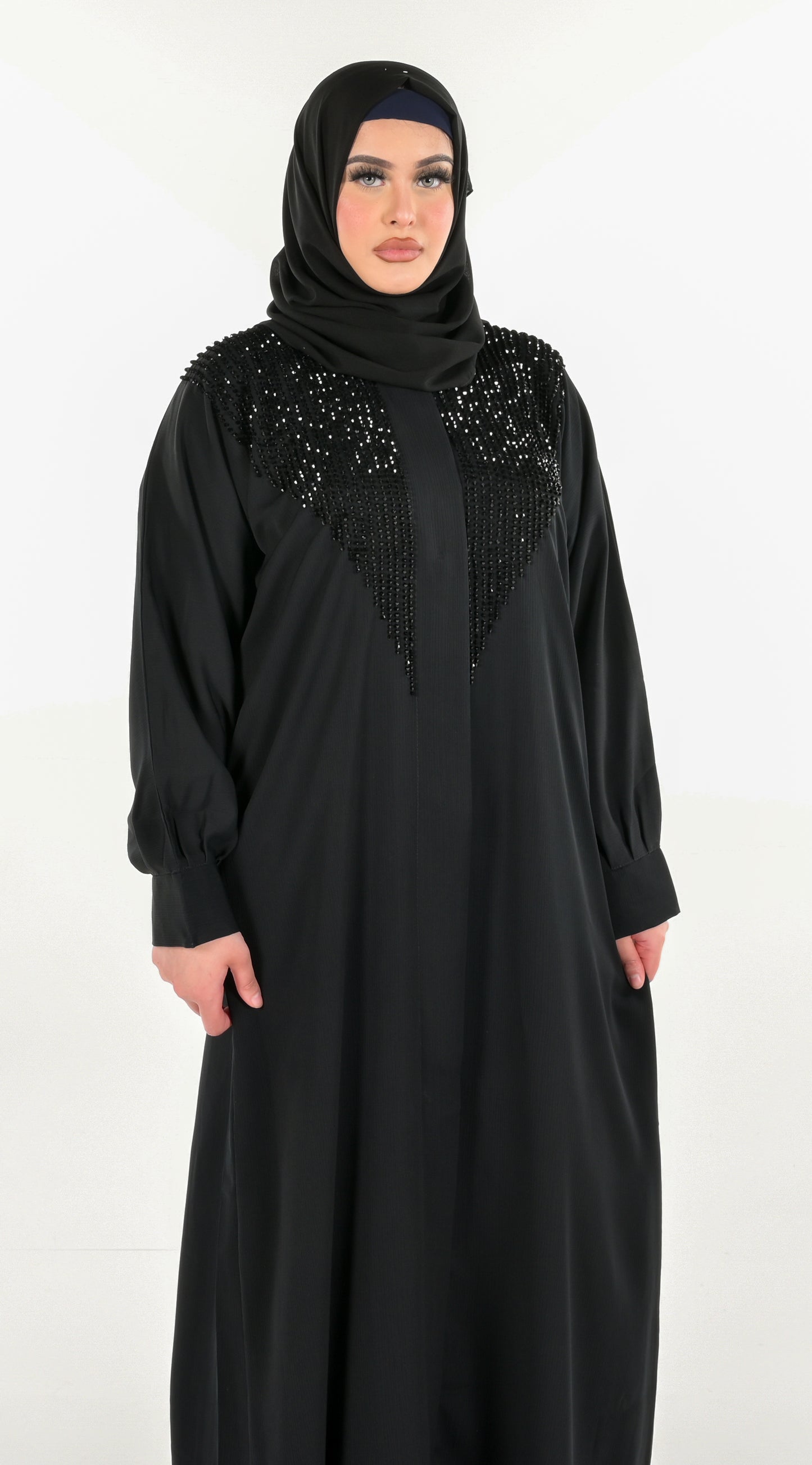 Black Bead Abaya 3 Piece Set