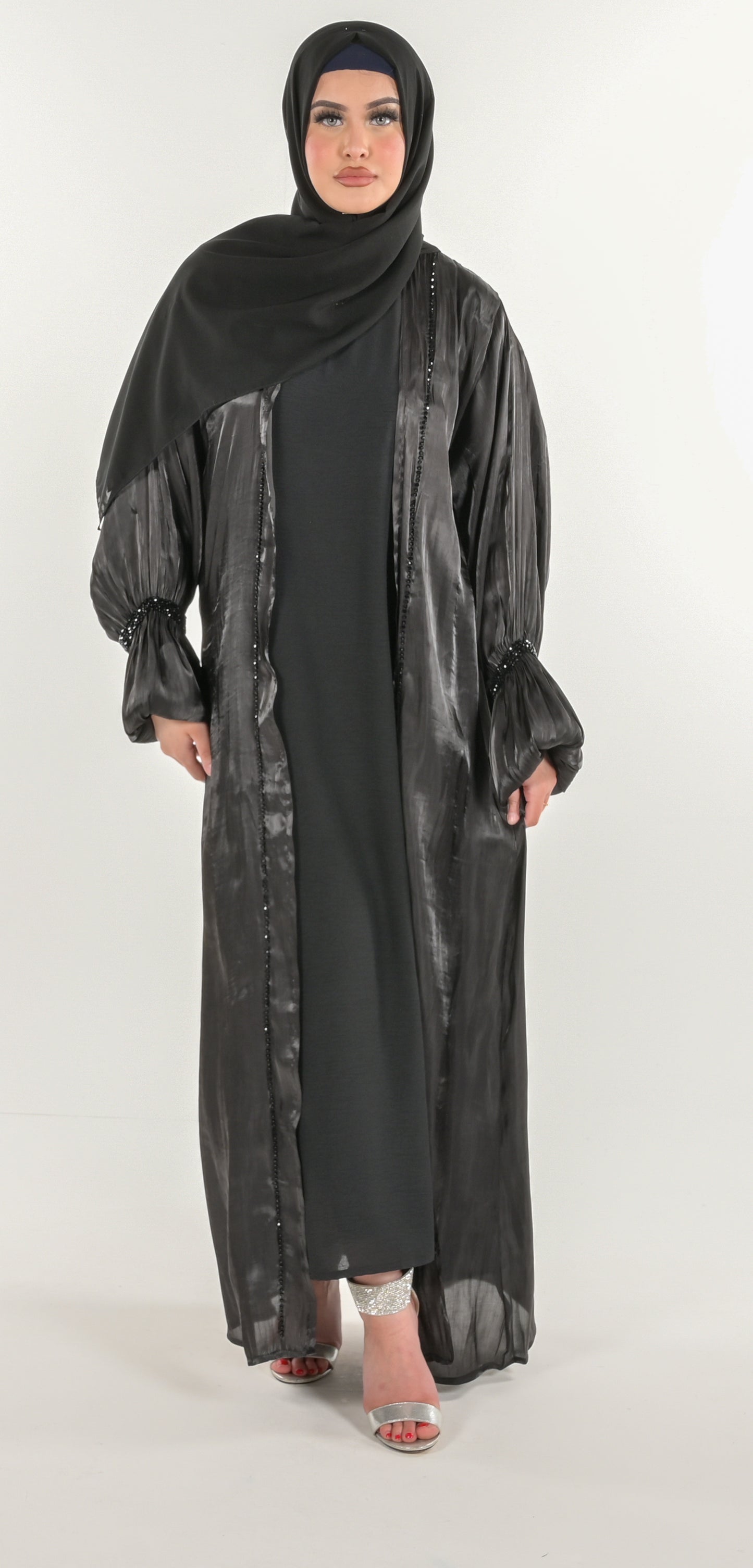 Black Cuff Abaya 4 Piece Set