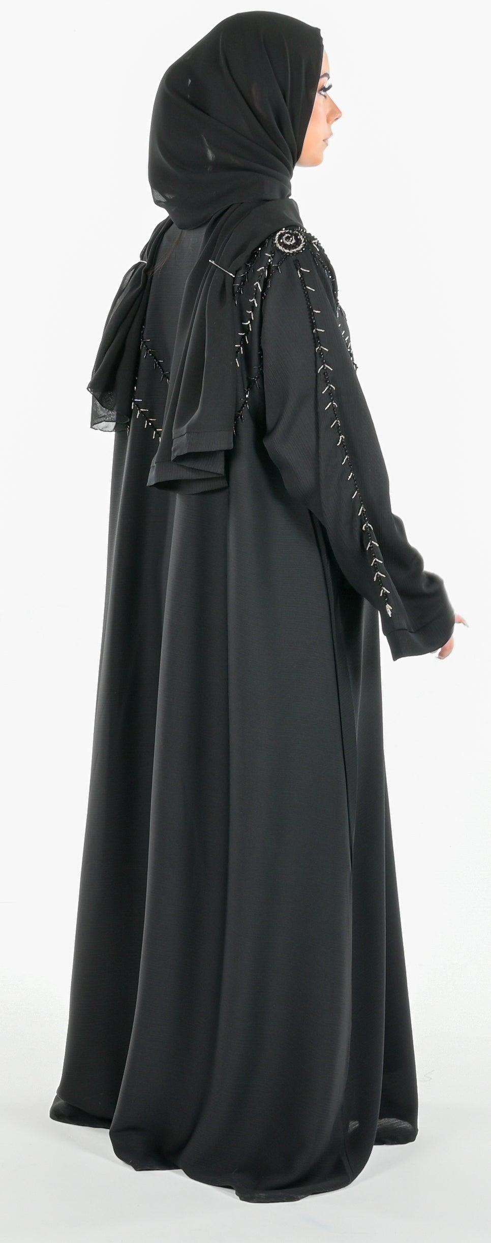 Black & Gold Embroidered Abaya 3 Piece Set modest wear abaya