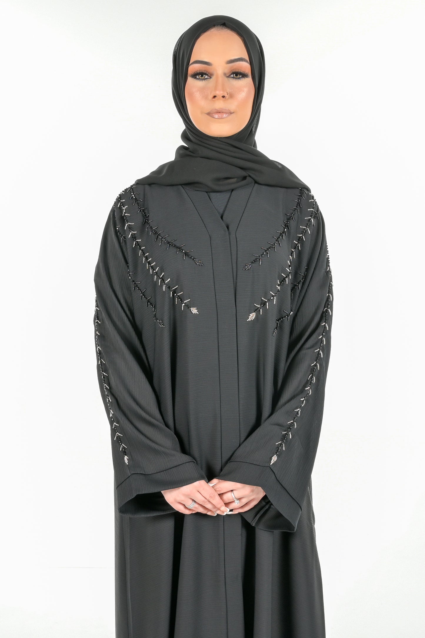 Black & Gold Embroidered Abaya 3 Piece Set modest wear abaya