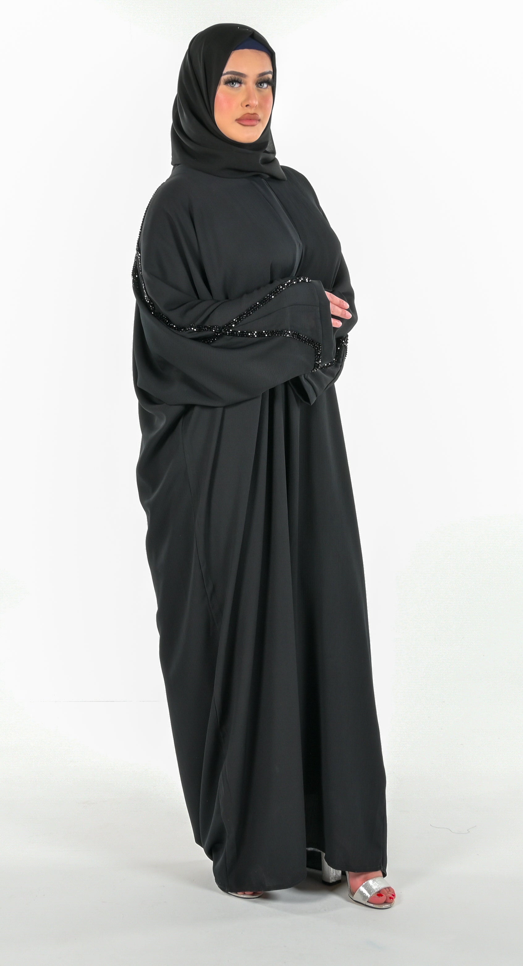 Black Batwing Abaya 3 Piece Set modest wear