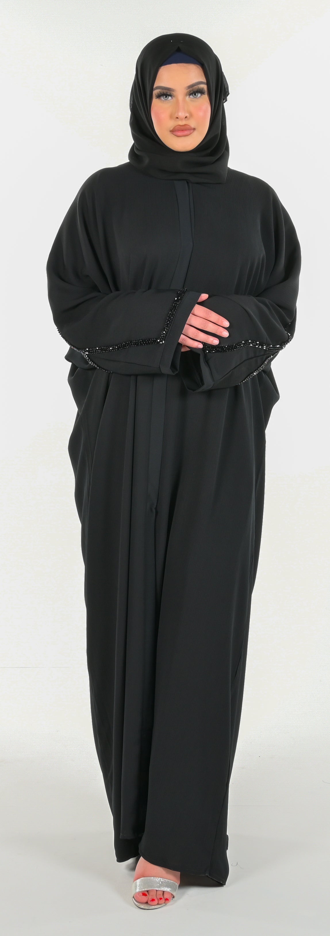 Black Batwing Abaya 3 Piece Set modest wear