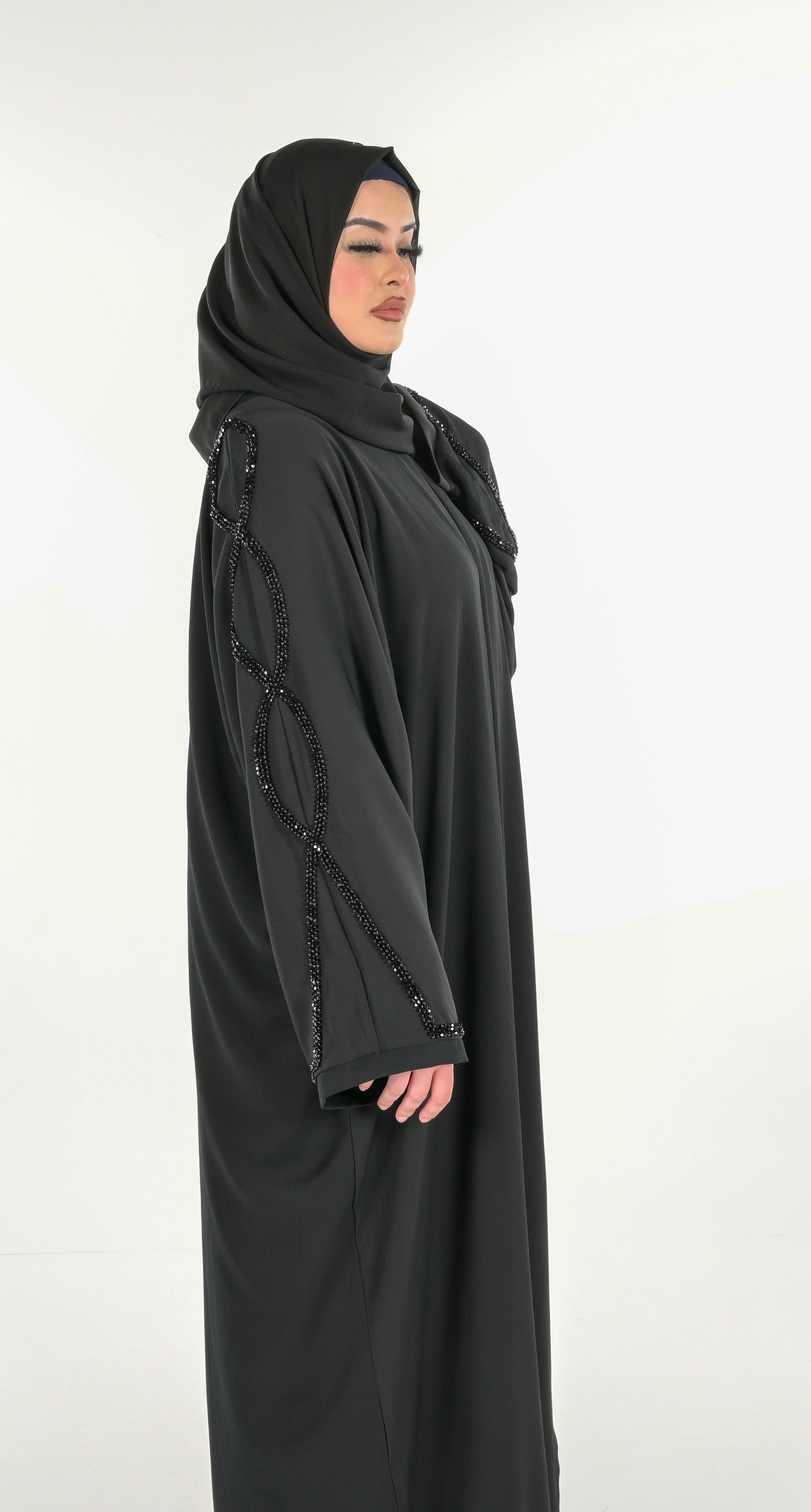Black Batwing Abaya 3 Piece Set modest wear
