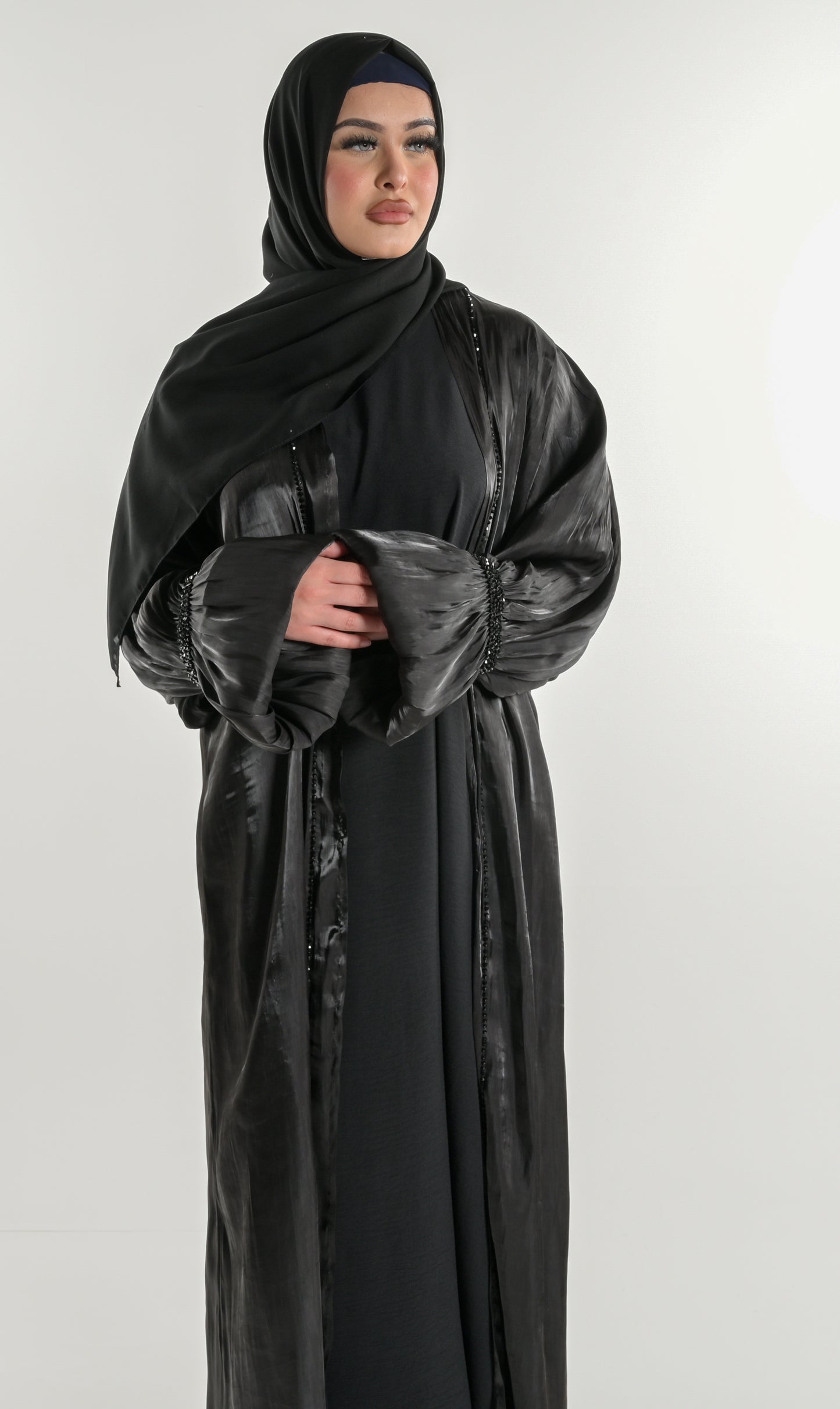 Black Cuff Abaya 4 Piece Set