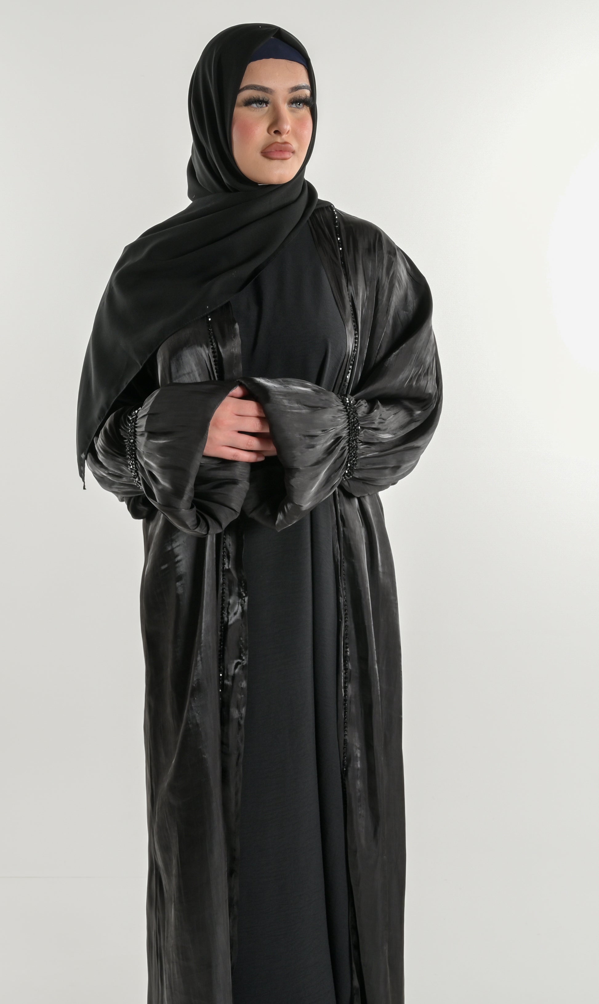 Black Cuff Abaya 4 Piece Set