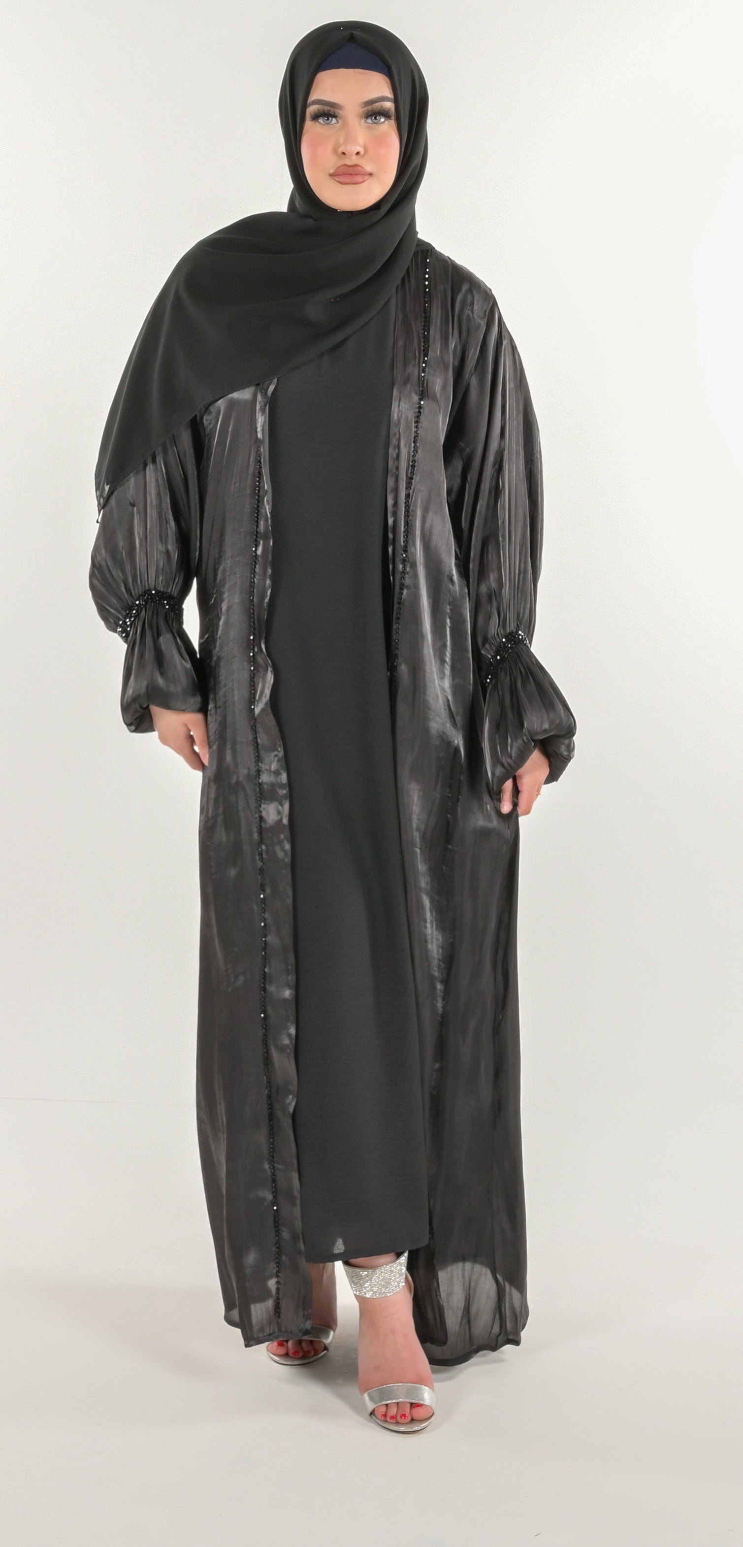 Black Cuff Abaya 4 Piece Set