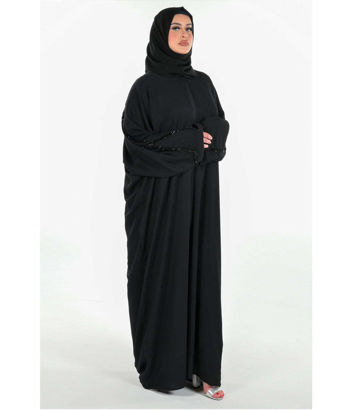 Black Batwing Abaya 3 Piece Set modest wear