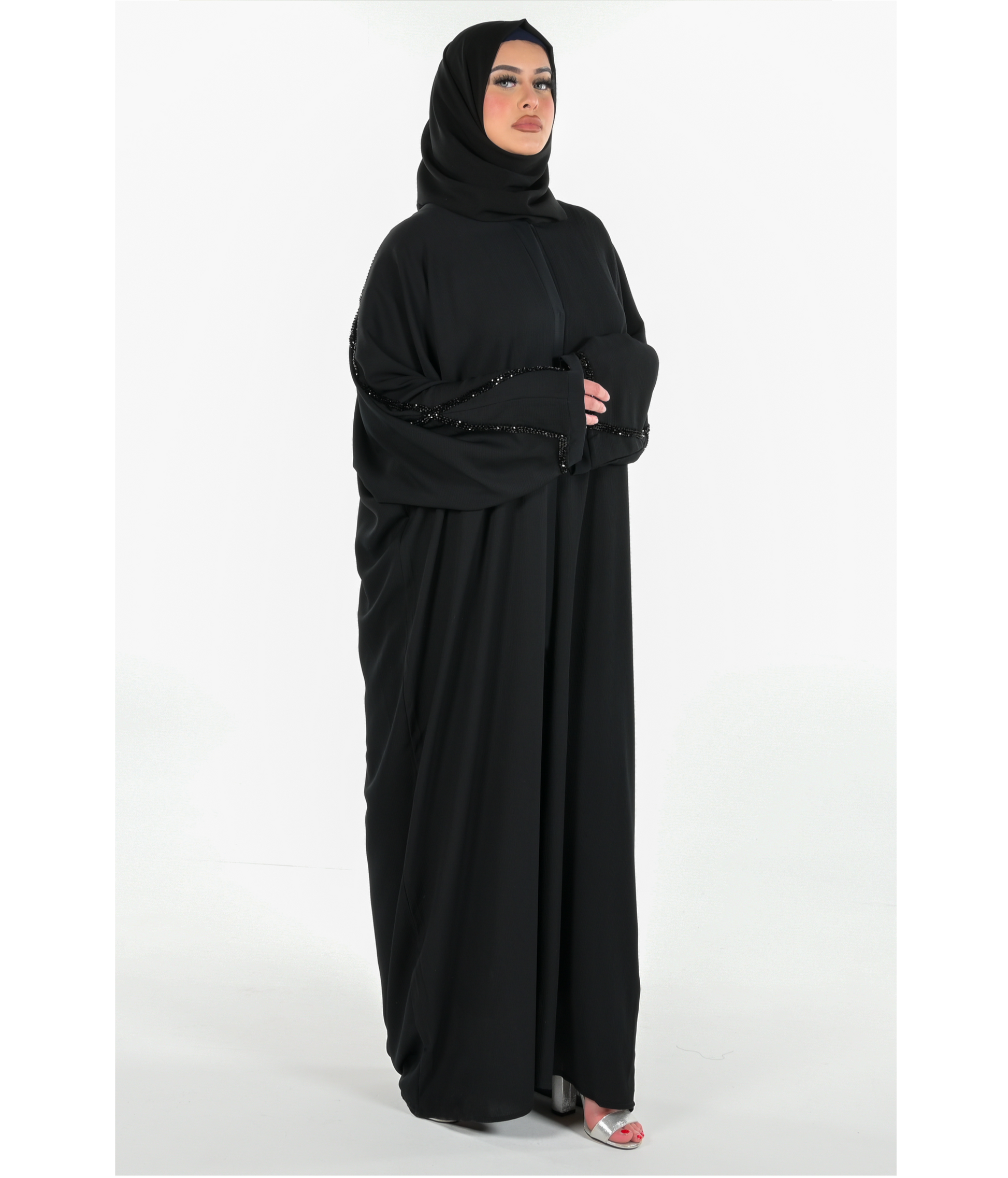 Black Batwing Abaya 3 Piece Set modest wear