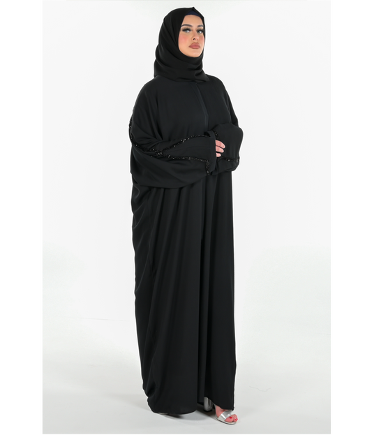 Black Batwing Abaya 3 Piece Set modest wear