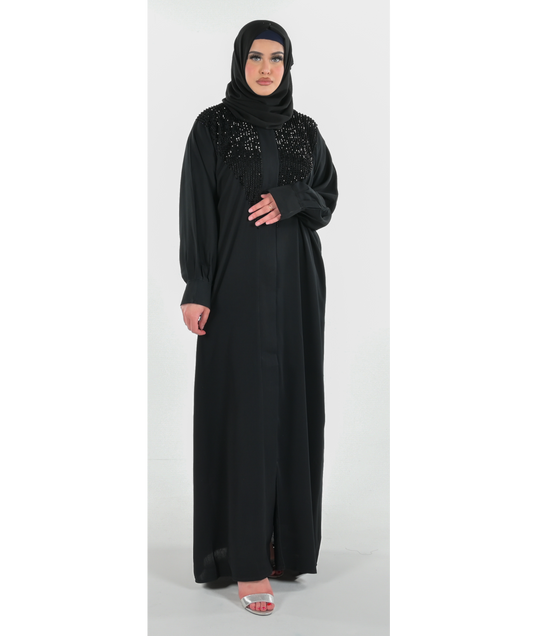 Black Bead Abaya 3 Piece Set