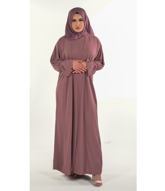 Dusty Pink Abaya 3 Piece Set modest wear